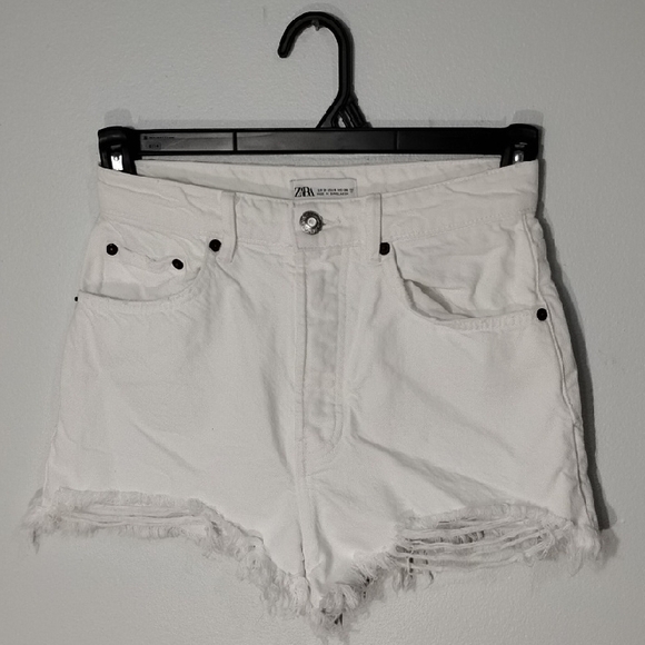 Zara High Waist White Denim Shorts - Picture 1 of 7